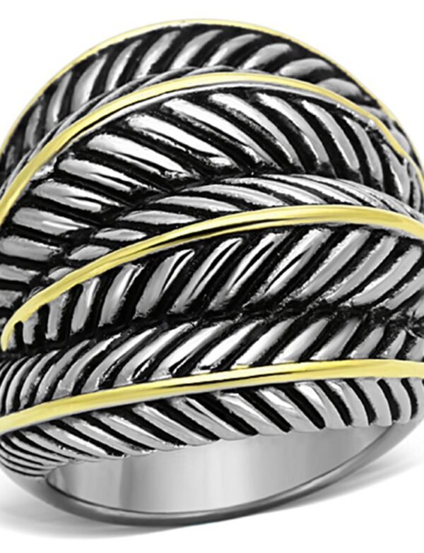 TK1209 - Two-Tone IP Gold (Ion Plating) Stainless Steel Ring with Epoxy  in Jet